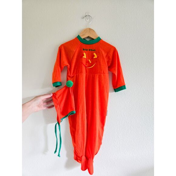 6-9 Month Vintage Oshkosh B’gosh Halloween Pumpkin Outfit With Hat - Picture 1 of 5